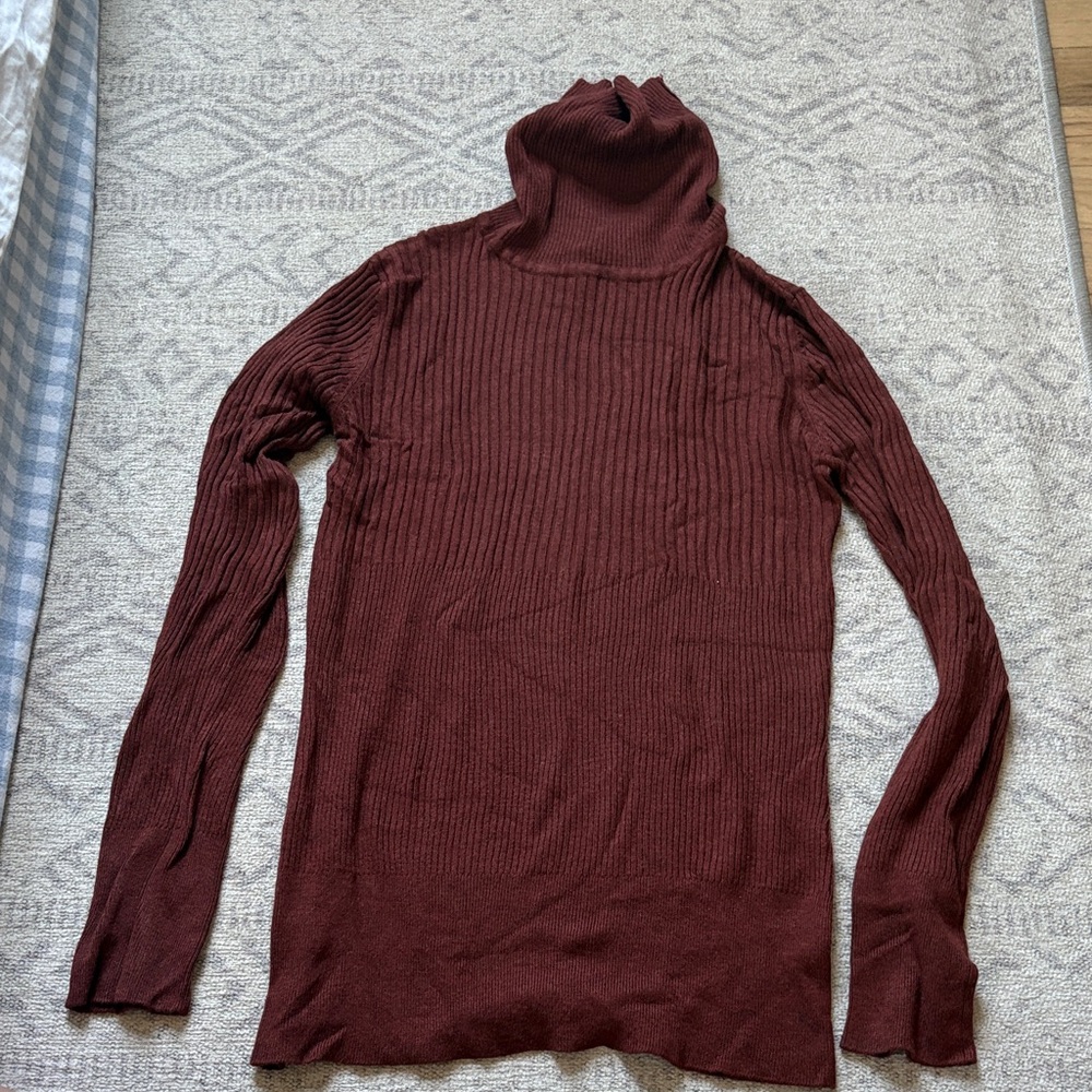 Max Studio Maroon Ribbed Knit Top
